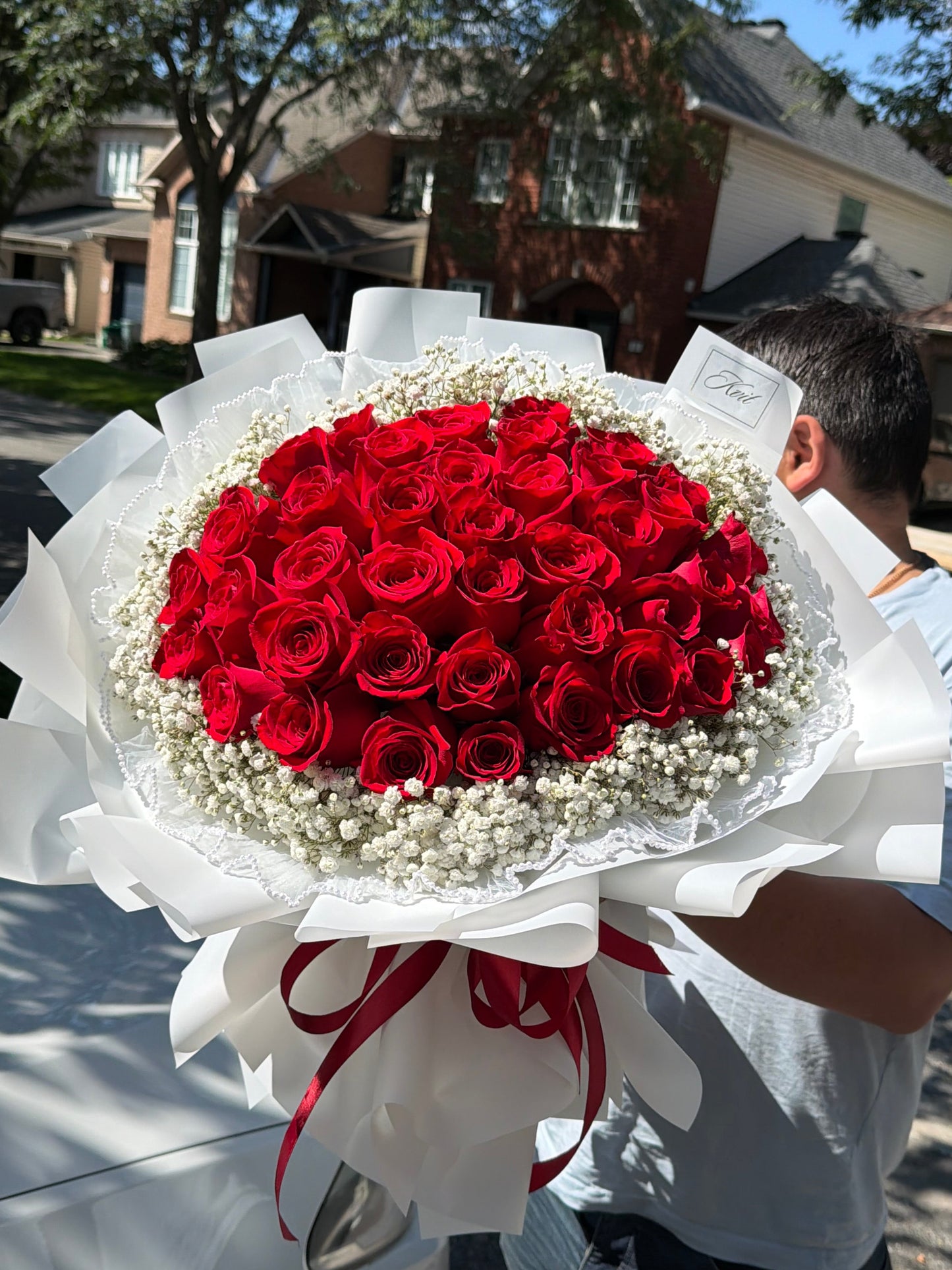 Scarlet Romance — 40 Red Roses & Baby’s Breath