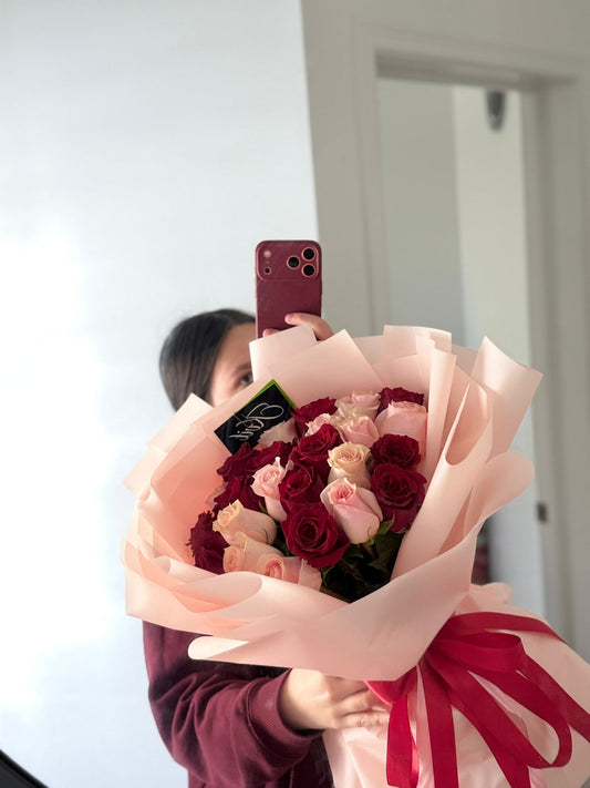 24 Roses Blush & Red Mix